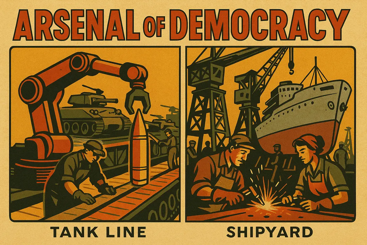 美國的崛起來自其總體生產力超過三個軸心國的總和，龐大的戰略物資、裝備、戰機與艦艇橫跨太平洋與大西洋，最終助盟軍贏得勝利。(圖：網絡翻攝)