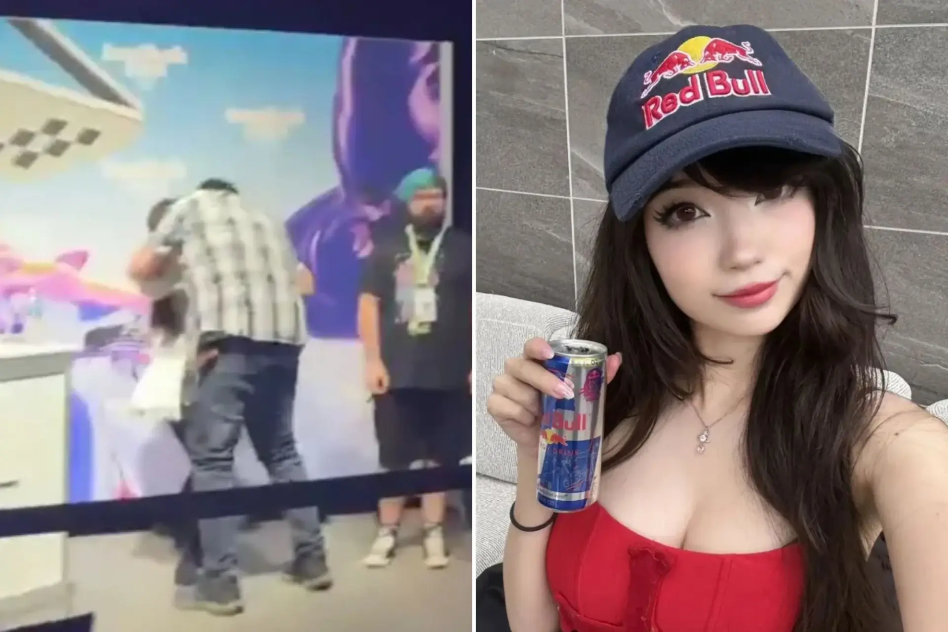 據 Emiru 事後在實況及 X 平台長文中披露，襲擊者突破多道安檢後，突然衝至她面前抓住身體與臉頰試圖強吻，導致她當場驚叫。(圖：emiru@X)