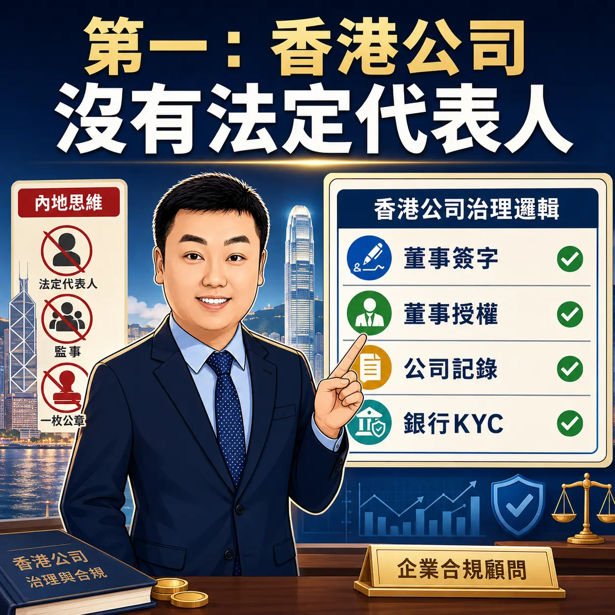 第一，香港公司沒有「法定代表人」，不要用內地公司邏輯硬套。
