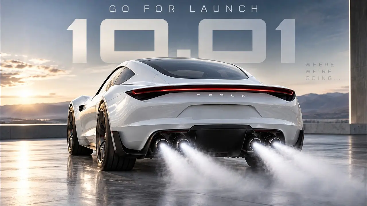 特斯拉（Tesla）將於10月1日舉辦活動，有望亮相延宕多年的第二代Roadster純電跑車，新車可選配SpaceX火箭推進套件，具備短暫飛行能力，話題度拉滿。（來源：  DPCcars@YouTube）