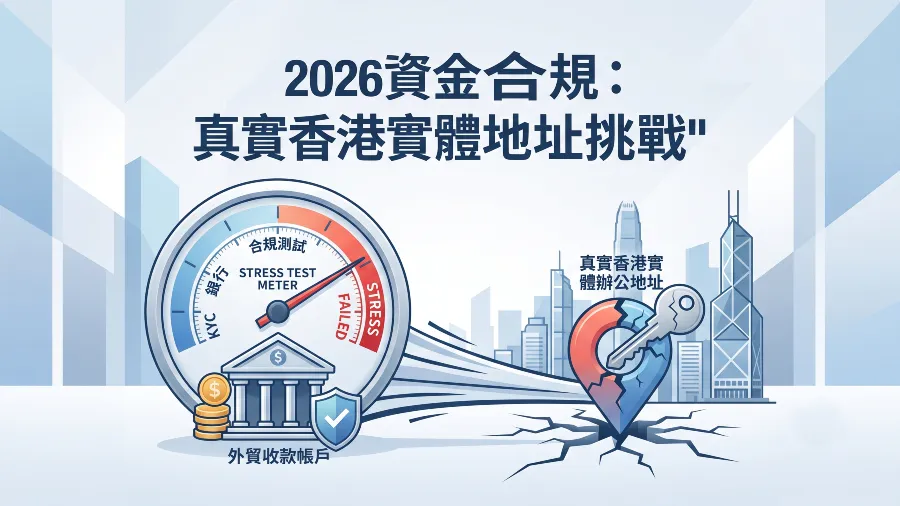 2026資金合規：缺乏真實香港實體辦公地址，外貿收款帳戶為何無法通過銀行「壓力測試」？的封面圖片