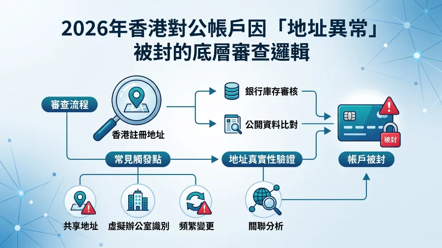 2026年香港對公帳戶因「地址異常」被封的底層審查邏輯的封面圖片