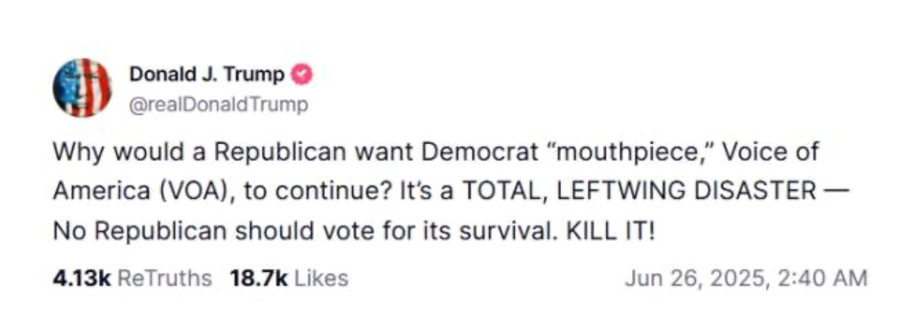 特朗普的帖文。