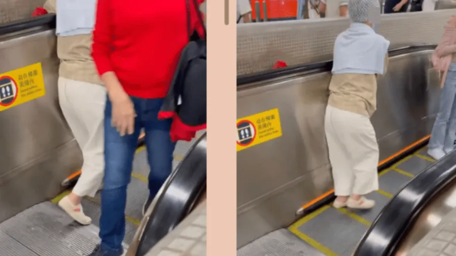婆婆港鐵上行扶手梯逆行｜市民閃避未援手，網民：質疑拍攝者，憂安危促找職員協助的封面圖片