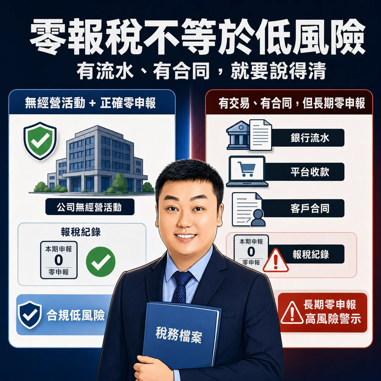 第四，零報稅不等於低風險，反而可能成為續簽與銀行審查的疑點。