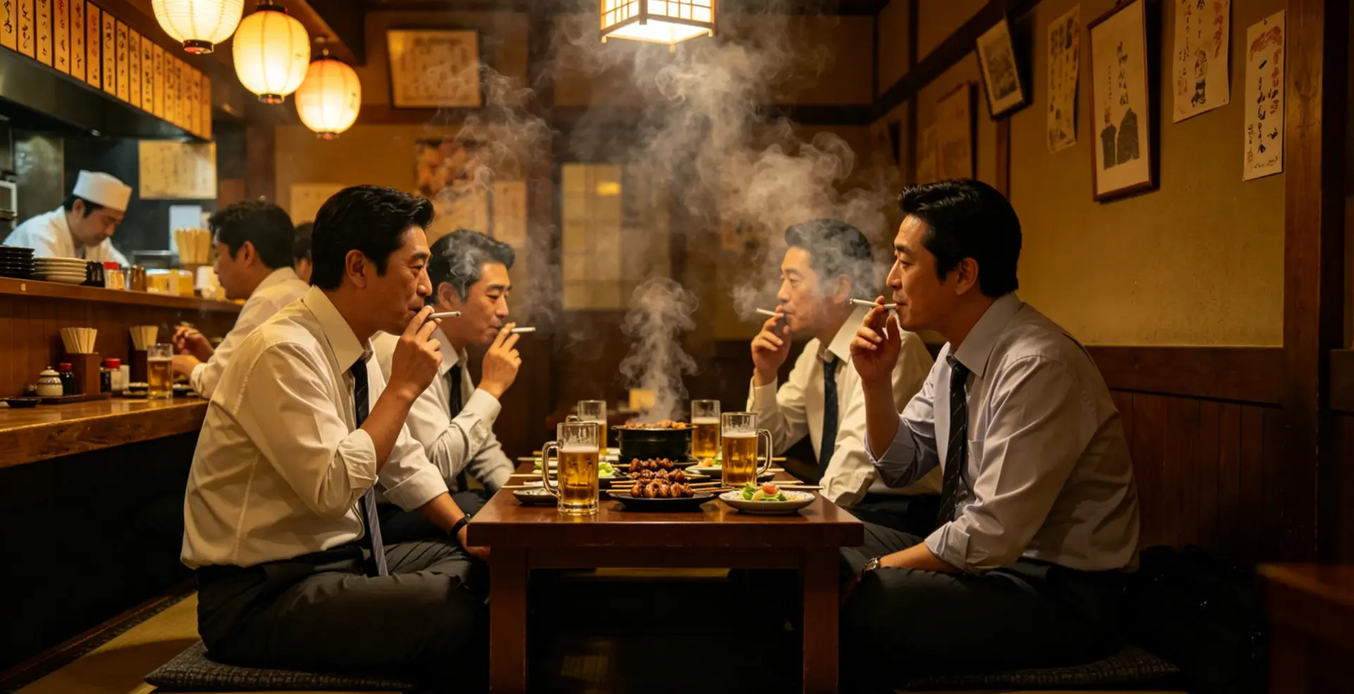 日媒《富士電視台》報導，日本餐廳禁菸令上路六年竟零開罰，業者鑽法規例外條款，菜單玩文字遊戲掩飾主食，執法困境讓政策淪空殼。（示意圖來源：豆包AI）