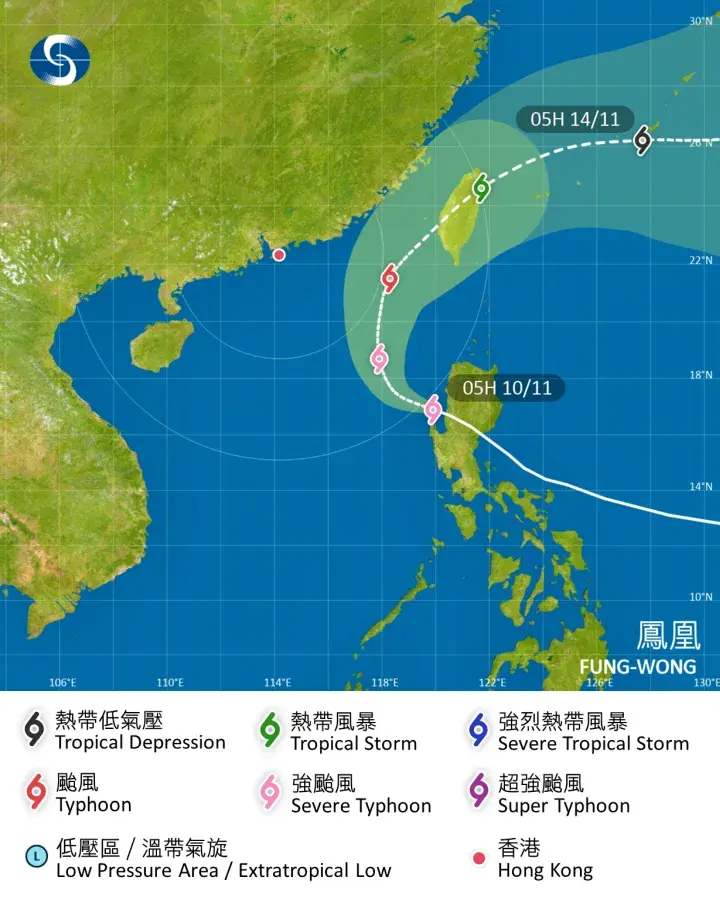 天文台並會視乎鳳凰的強度變化、其與本港的距離及本地風力，評估是否需要改發三號強風信號。(天文台)