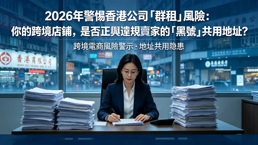 2026年警惕香港公司「群租」風險：你的跨境店鋪，是否正與違規賣家的「黑號」共用地址？的封面圖片