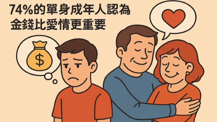 金錢與愛情 - 74%的單身人士的選擇是什麼?的封面圖片