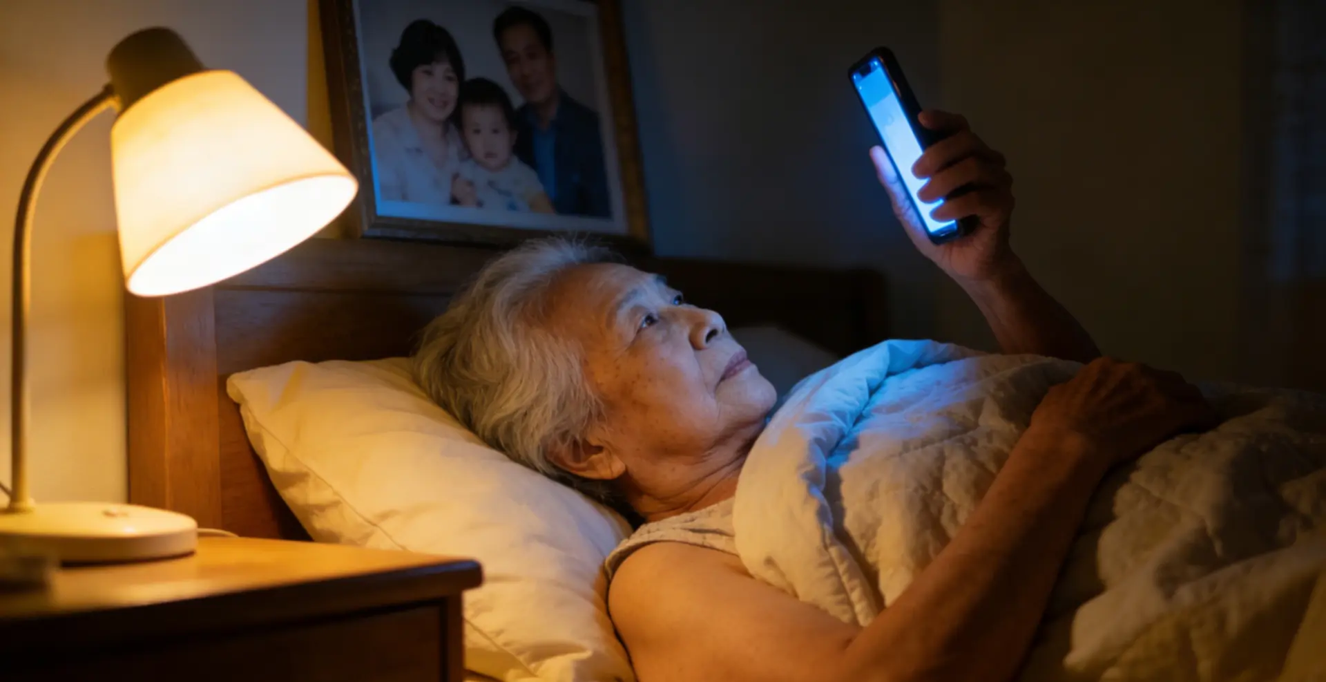 山東70歲老人每日滑手機12小時，近視竟飆至2300度？（示意圖來源：豆包AI）