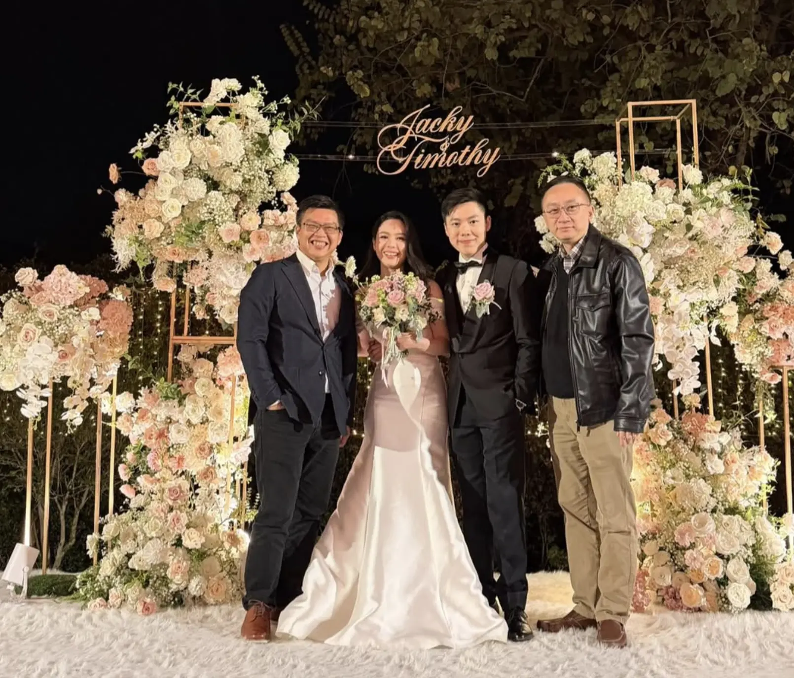 據資訊科技及數碼媒體專家方保僑及多位賓客於社交平台分享的照片顯示，林婷婷與李天耀的婚禮於1月11日在香港上水雙魚河會所舉行。(圖：francisfong@IG)