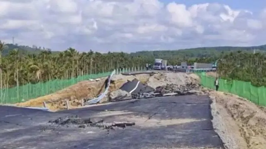 海南瓊海博鰲九曲路未啟用先塌陷 公路大面積滑塌的封面圖片