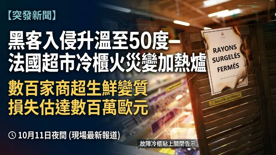 法國數百超市冷凍系統遭黑客入侵 設備升溫至50度食物變質 損失估達數百萬歐元的封面圖片