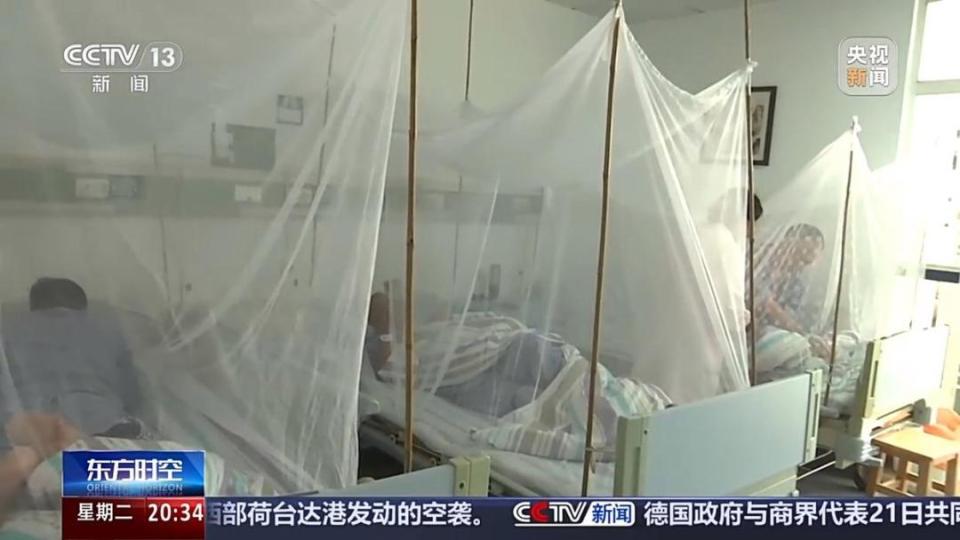 佛山基孔肯雅熱確診個案累計報告2659宗,醫院設「蚊帳病房」切斷傳播源。(央視畫面)