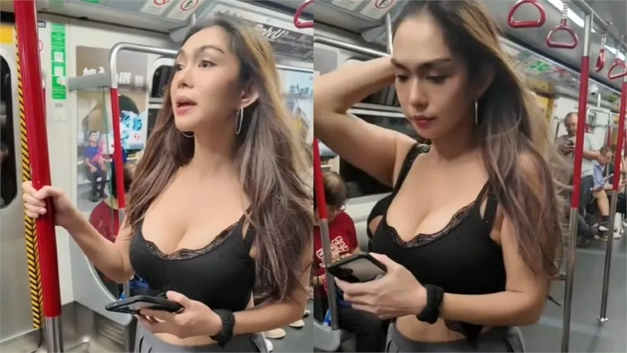 港鐵 Bra Top 正妹身分曝光!菲律賓百萬粉網紅 Jahziel,後方大媽眼神成焦點,網友:性感還是暴露?的封面圖片