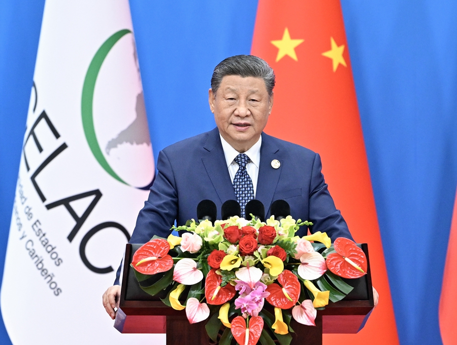 5月13日上午，國家主席習近平在北京國家會議中心出席中國－拉美和加勒比國家共同體論壇第四屆部長級會議開幕式並發表主旨講話。(新華社)