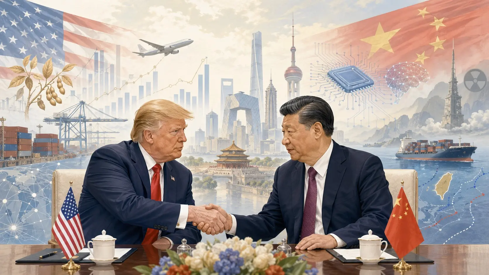 中國領導人習近平，這次在會談中提出了一句值得正視的話：「AI必須保持在人類控制之下」發展，AI應該是用在服務人類的進步上，而特郎普則表示AI關乎人類未來，中美應保持對話並加強合作。(圖：網絡截圖)