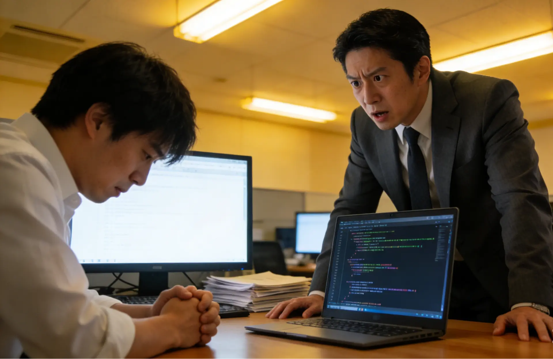 日本Ielove Group對新進員工明令禁止使用AI，執行董事和田健太郎親曝慘痛經驗，因新人盲目依賴AI寫出800個漏洞程式碼，引發網友兩極討論。（示意圖來源：豆包AI）