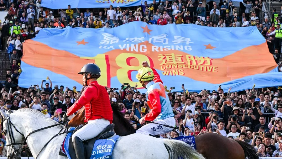 馬王嘉應高昇18連勝 打破精英大師21年紀錄 潘頓全程無落鞭 沙田馬場見證歷史的封面圖片