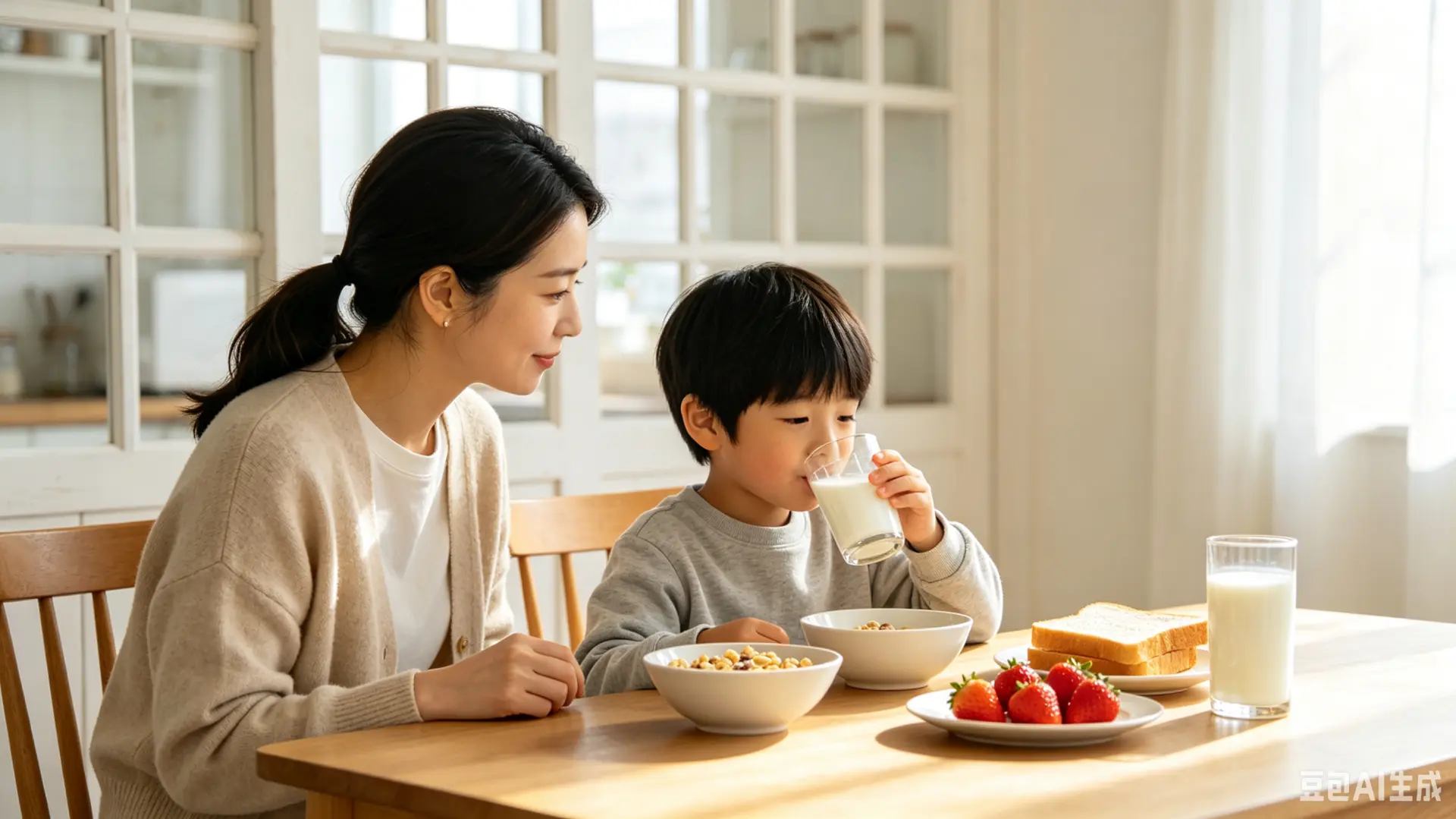 許多家庭都有一個養迷思：想要孩子長得高、遠離骨質疏鬆，只要瘋狂喝牛奶、拼命補鈣就足夠。（示意圖來源：豆包AI）