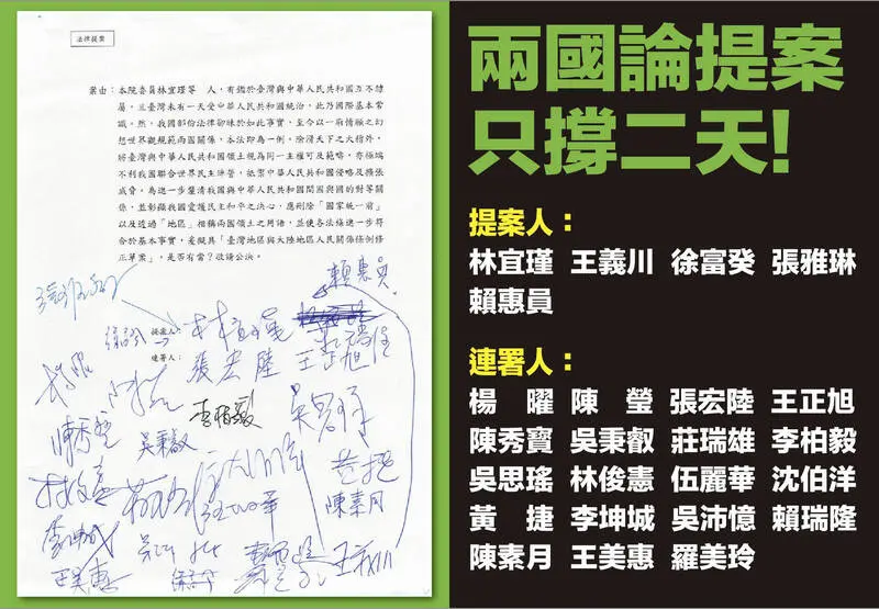 立法院國民黨團表示，依據立法院提案紀錄，立委林宜瑾的確是提案後，自行撤案，白紙黑字均有紀錄可查。（國民黨立院黨團提供）