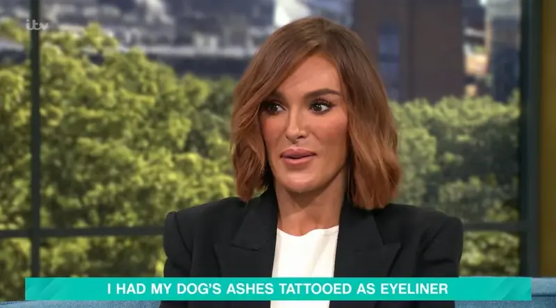 美國女子賀伯森痛失愛犬派奇，因即將移居杜拜，突發奇想將愛犬骨灰混入紋繡墨水紋入眼線。暖心舉動引發熱議，同時也讓大眾關注骨灰刺青的衛生安全爭議。（來源：This Morning@YouTube）