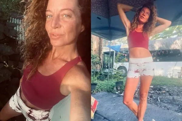 澳洲昆士蘭44歲女子露西（Lucy Aura）堅持尿療法，每天喝尿、用尿抹全身，聲稱改善油痘肌。（來源：X）