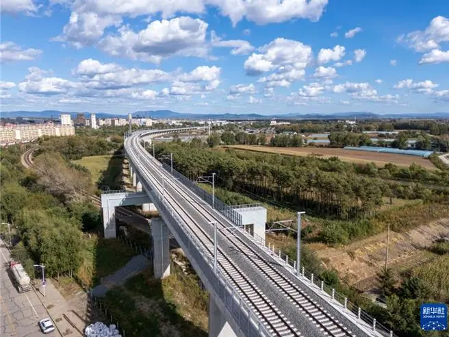圖為哈伊高鐵全線控制性工程鐵力呼蘭河鐵路特大橋。（新華社）