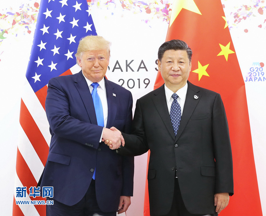 習近平主席與特朗普總統2019年會面的資料照片。(新華社)