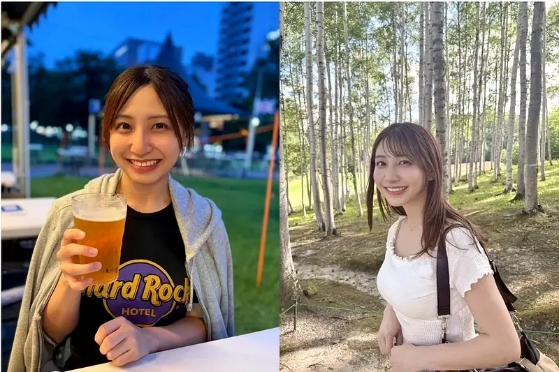 STV劄幌電視台人氣主播竹井愛乃，暢遊劄幌大通啤酒節時遇陣雨慘遭脫妝，近乎素顏的真實容貌意外曝光，絕佳五官底子震撼全網，掀起超高討論度。（來源：aino_takei@IG）