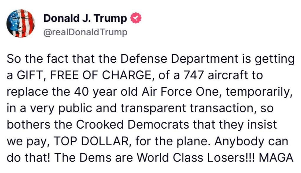 美國總統特朗普5月中旬在社交媒體上的帖文截圖