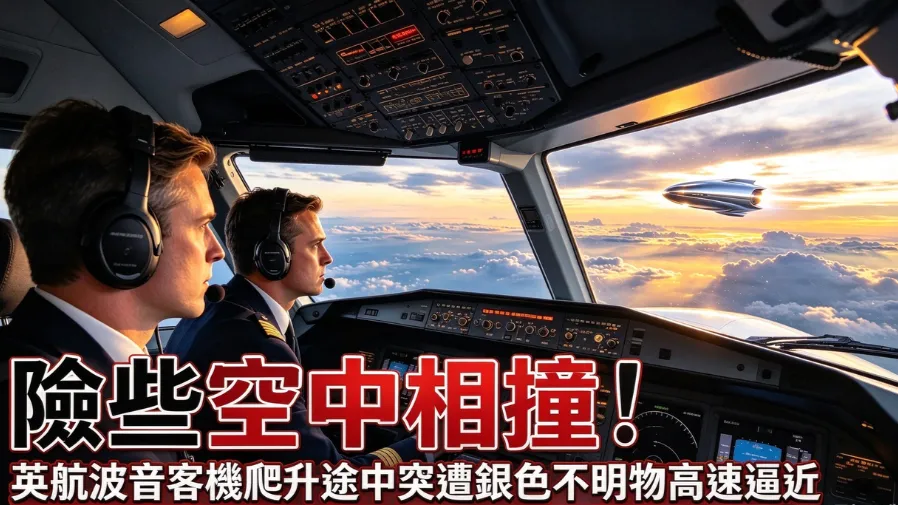 離客機右翼不足15m！英航波音客機爬升途中突遭銀色不明物高速逼近的封面圖片