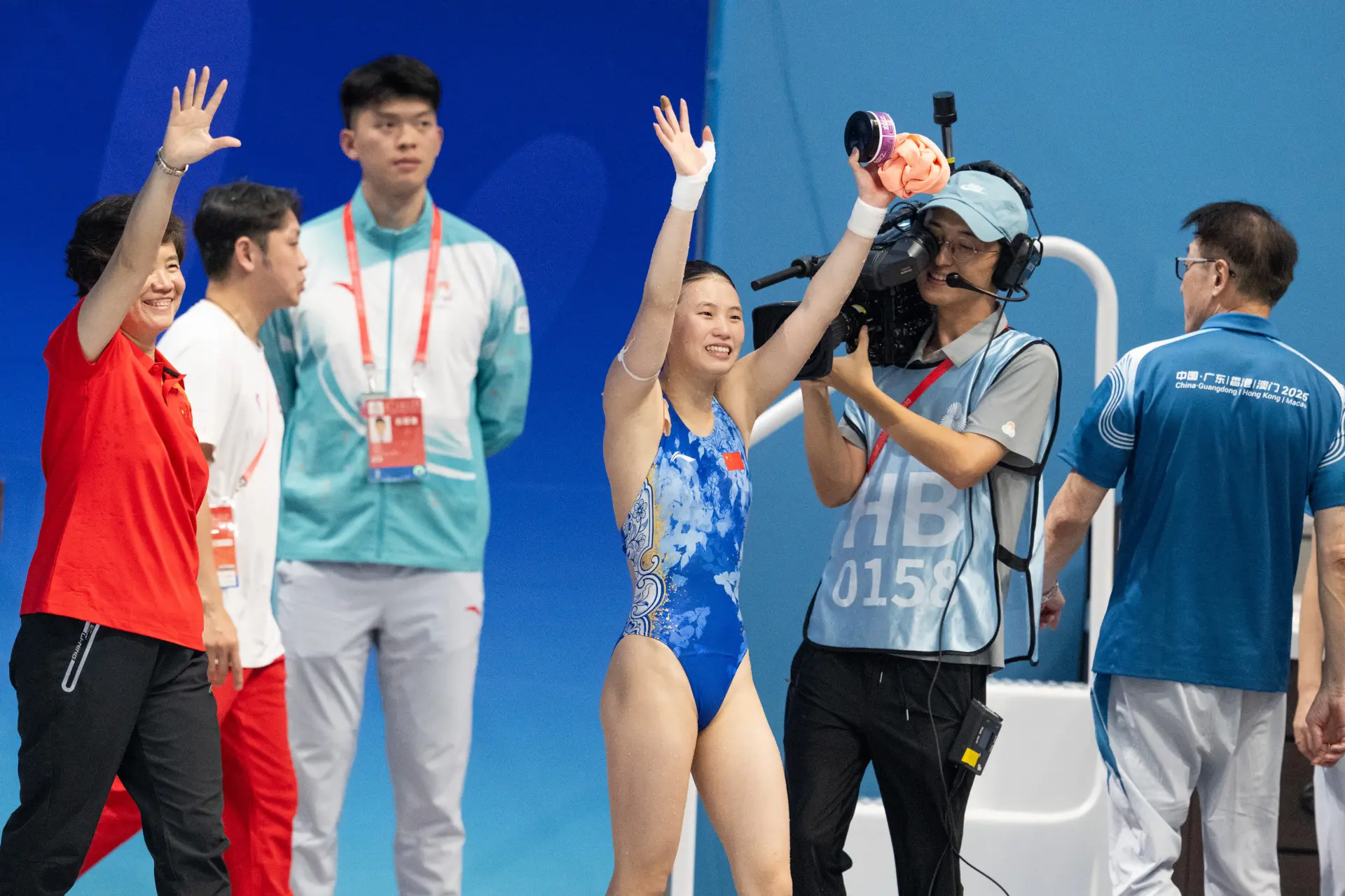 如今陳芋汐已手握本屆全運會雙人與單人兩金，面對 2028 洛杉磯奧運會的提問，她表示需靜心思考後再做決定。​(圖：新華社)