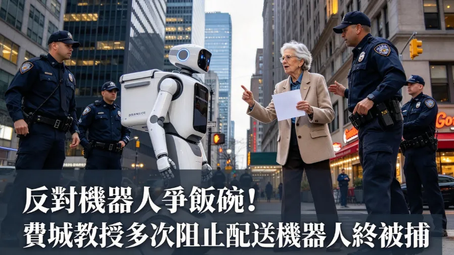 機器人搶走外送員工作？美國退休教授阻擋配送機器人被捕的封面圖片