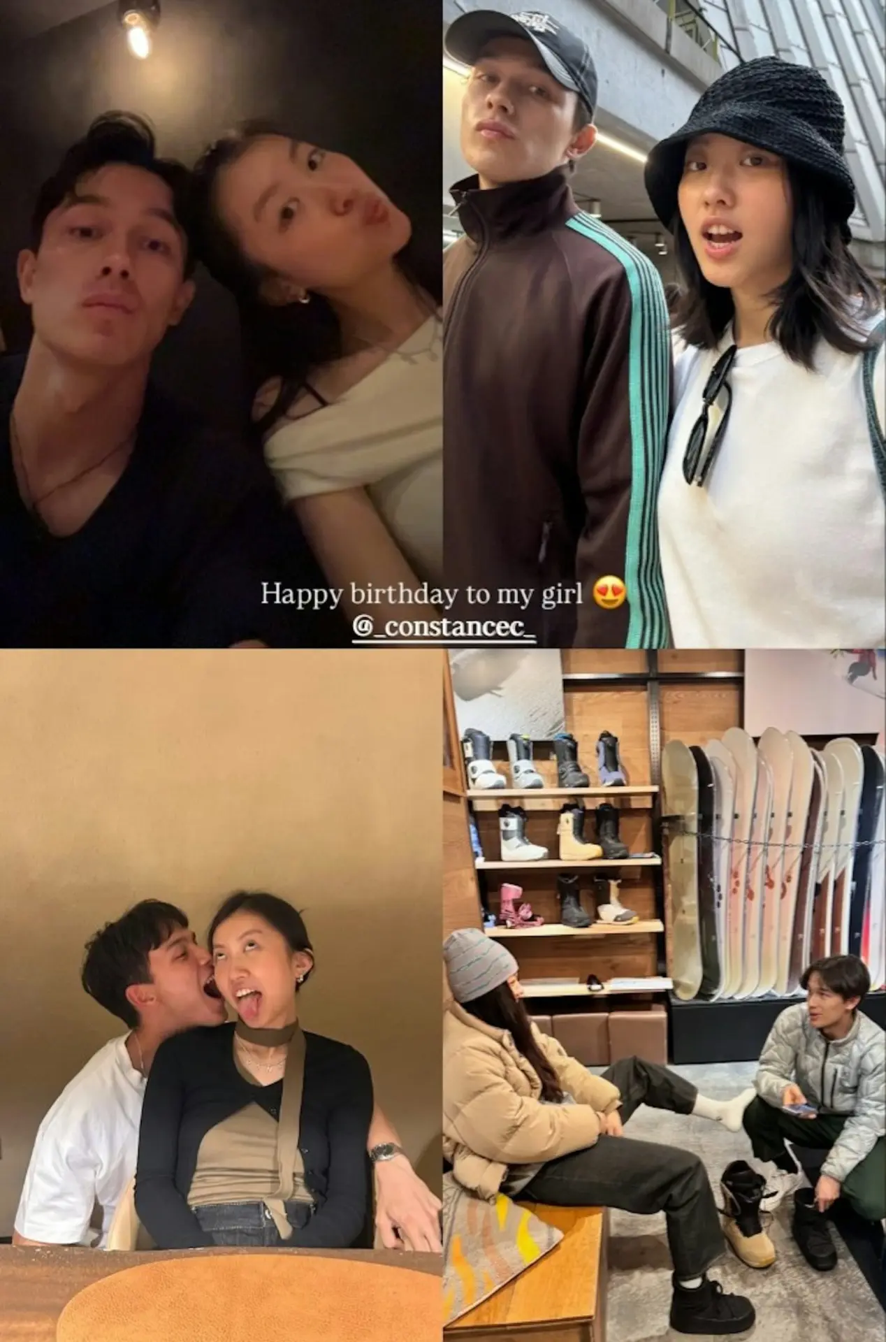 其日本混血男友 Shou Honda 更公開多張合照，以「Happy birthday to my girl」高調放閃。相中兩人擺出搞怪表情，互動甜蜜可愛，郎才女貌備受矚目。(圖：IG截圖)