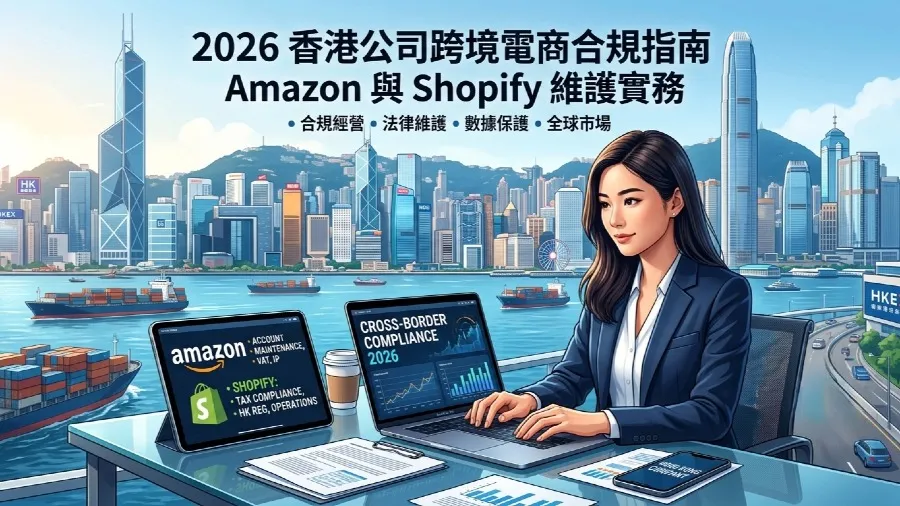 2026跨境電商合規指南：香港公司在 Amazon 與 Shopify 的營運維護與避坑攻略的封面圖片