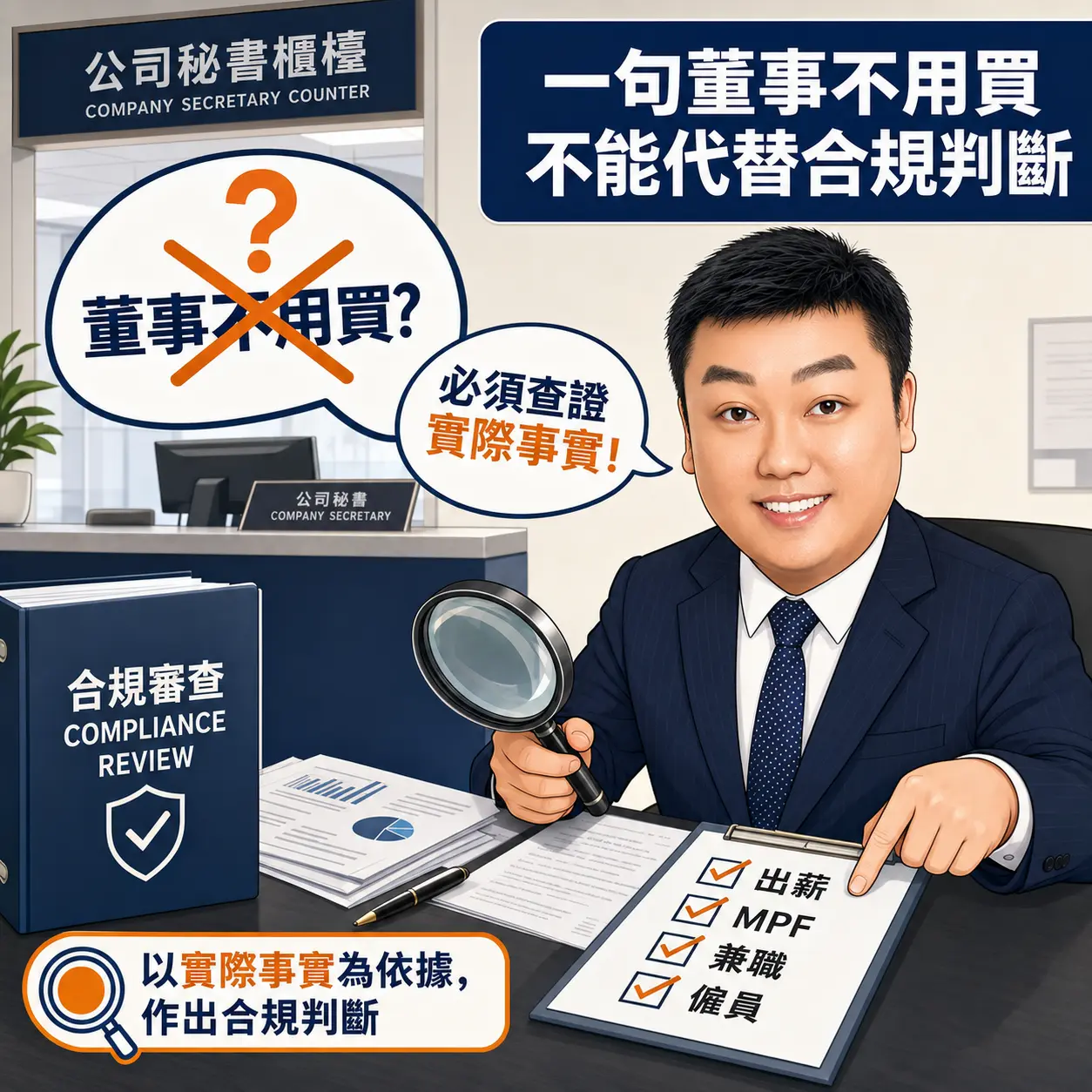 秘書公司一句「只有董事不用買」，不能代替法律判斷