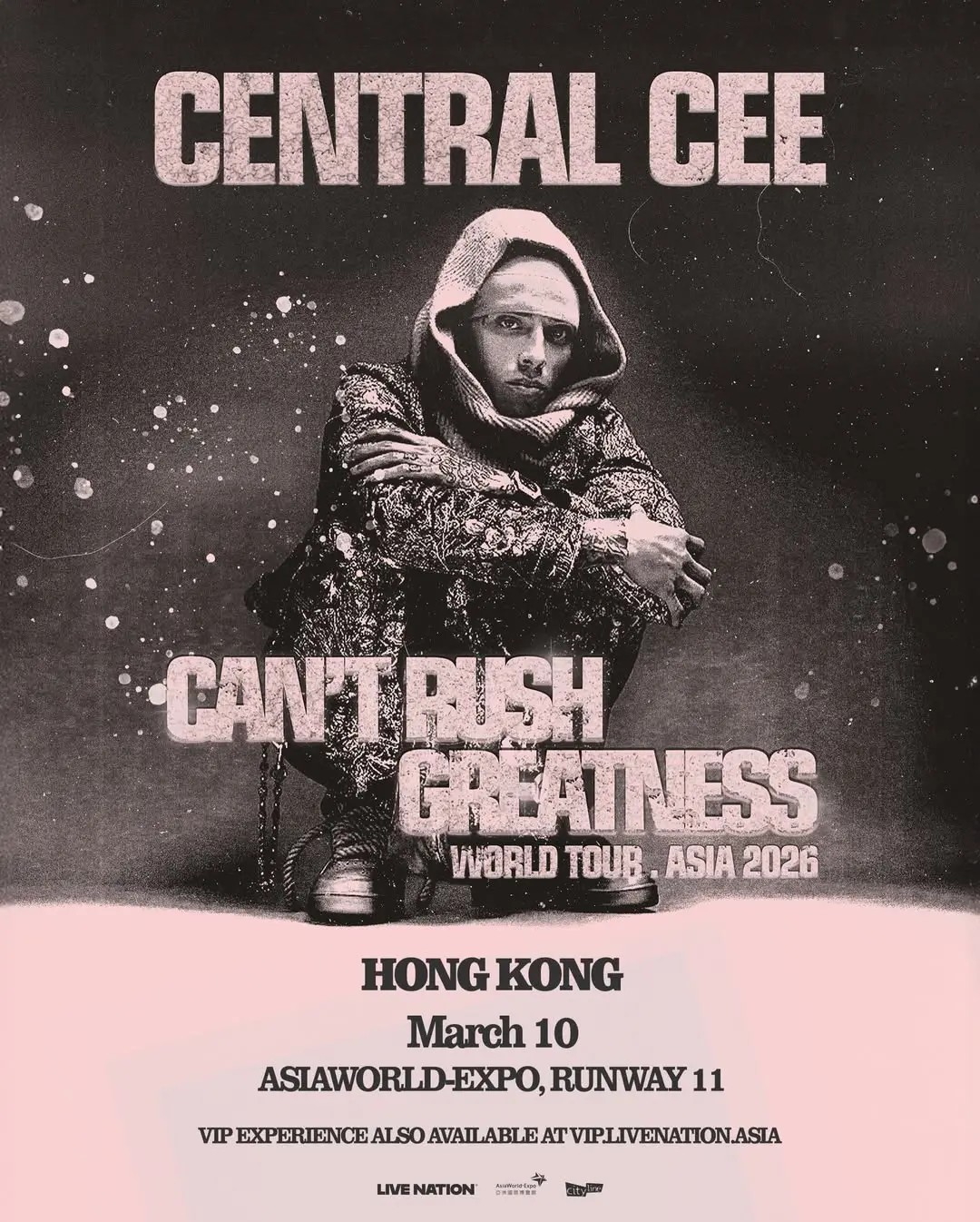 據主辦方公佈的資訊，本次Central Cee香港站演唱會是其全球巡演的重要一站，粉絲將有機會近距離感受與巡演同名專輯《Can’t Rush Greatness》的現場魅力。(圖：livenationhk@IG)