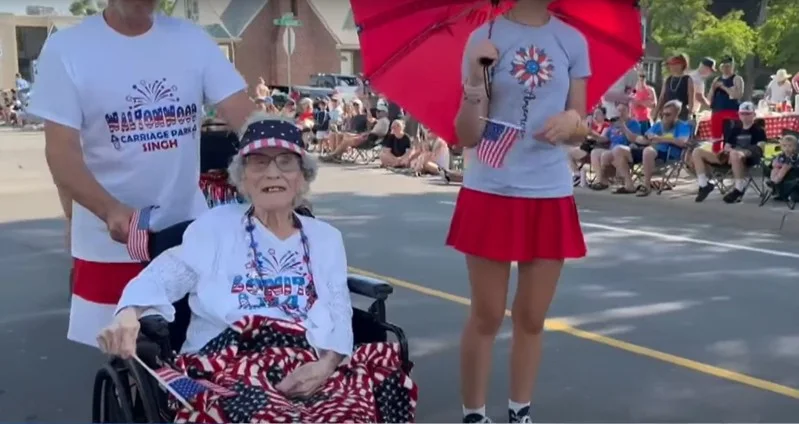 Bonita Gibson迎來114歲生日,受邀參加2025 年的底特律國慶遊行。(來源:CBS Detroit@YouTube)