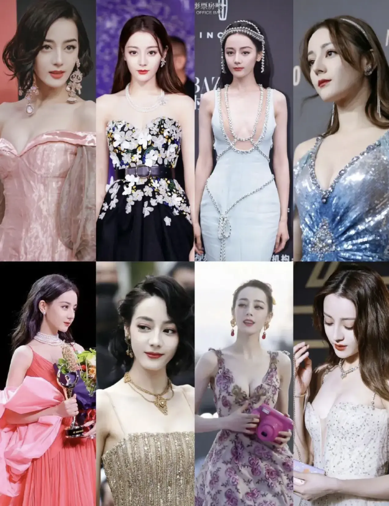 迪麗熱巴的紅毯表現向來是話題焦點，過往玫瑰主題禮服、藍色魚尾裙等造型，也至今被網友奉為經典。據悉，為呈現最佳狀態，她每次出席活動都會試裝超過 20 套禮服，對細節要求極高。​(圖：網絡截圖)