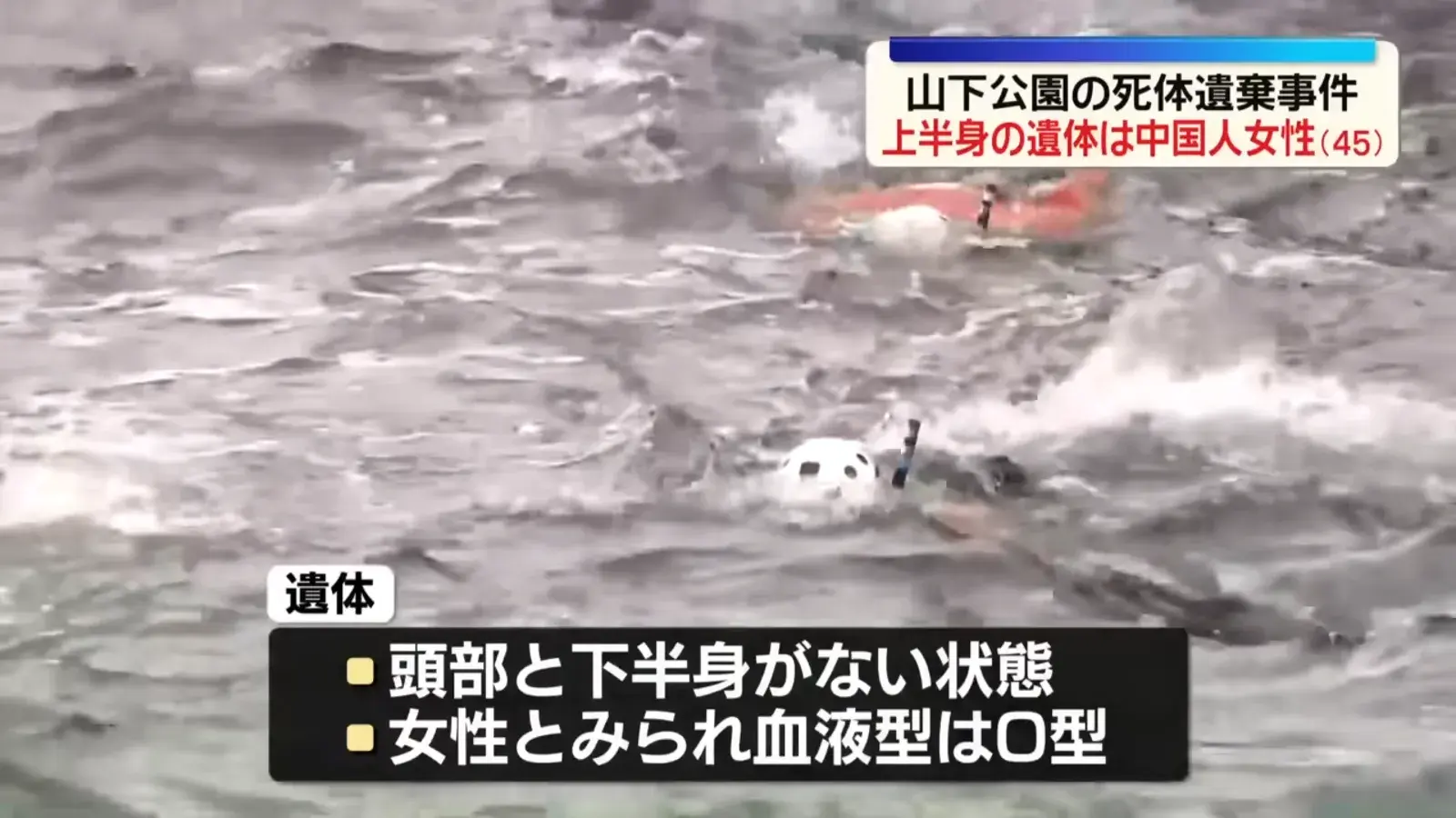 橫濱市知名景點山下公園附近海域，去年尋獲一具沒有頭部與下半身的殘缺女性遺體。日本警方於昨日公布最新進展，透過DNA技術確認死者為45歲的中國籍女子于小芳，目前全案正朝惡意分屍與棄屍的重大刑案方向追查。（翻攝自YT/日テレNEWS）