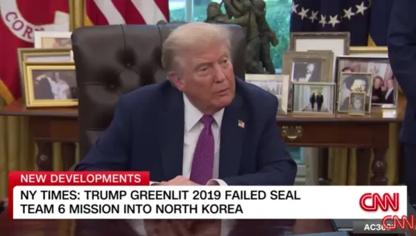 當地時間9月5日，特朗普在白宮接受採訪。（CNN視頻截圖）