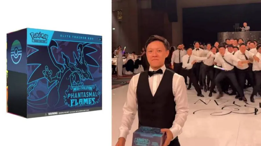 國外新郎神操作！婚禮捧花竟變寶可夢卡牌，一群男生瘋搶擠成團的封面圖片