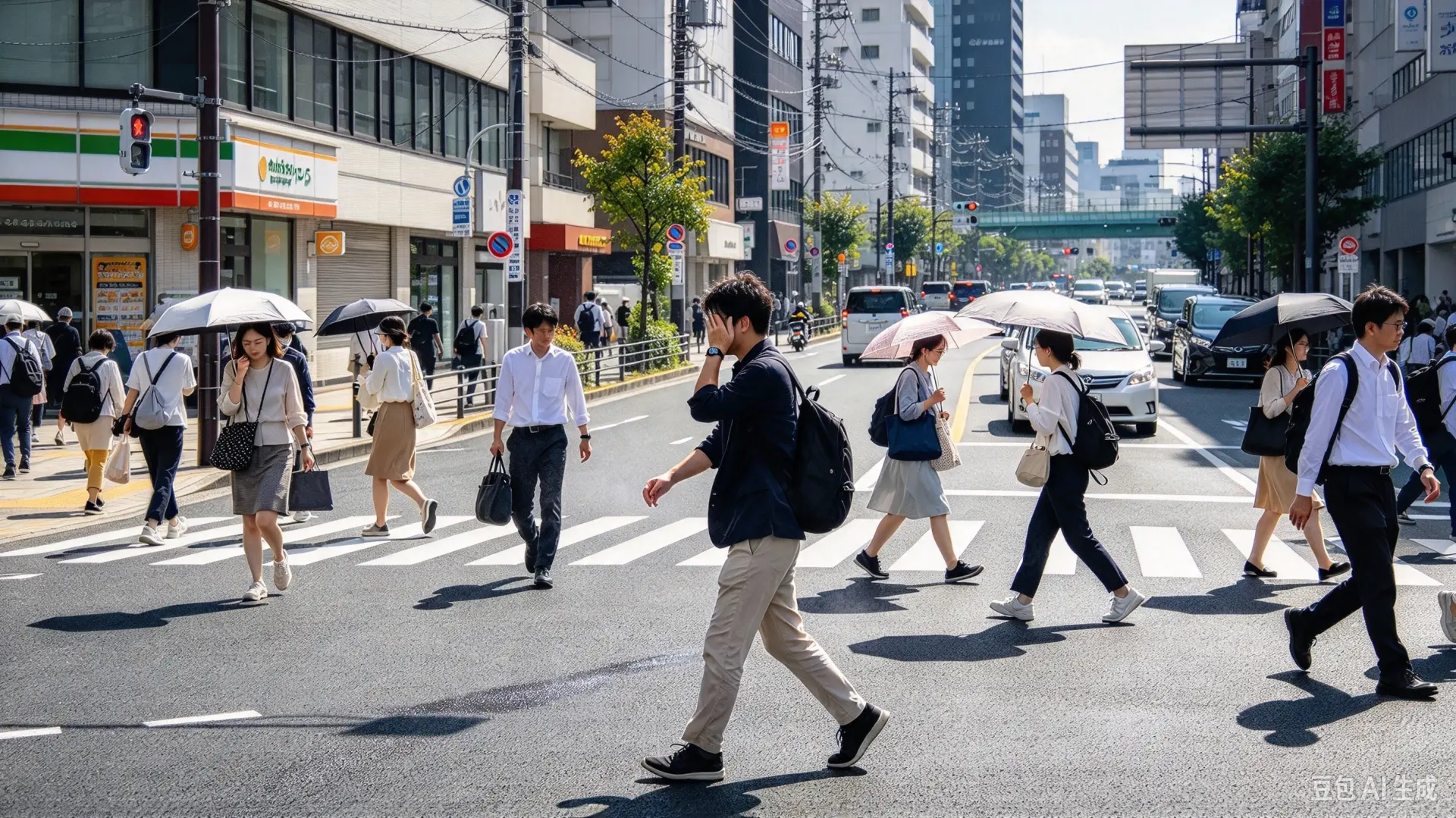 南方暖濕氣流席捲日本太平洋沿岸，東京、大阪於十月下旬氣溫突破30度，各自打破逾百年觀測史最晚真夏日紀錄，科學家警示氣候變遷加劇極端高溫。（示意圖來源：豆包AI）