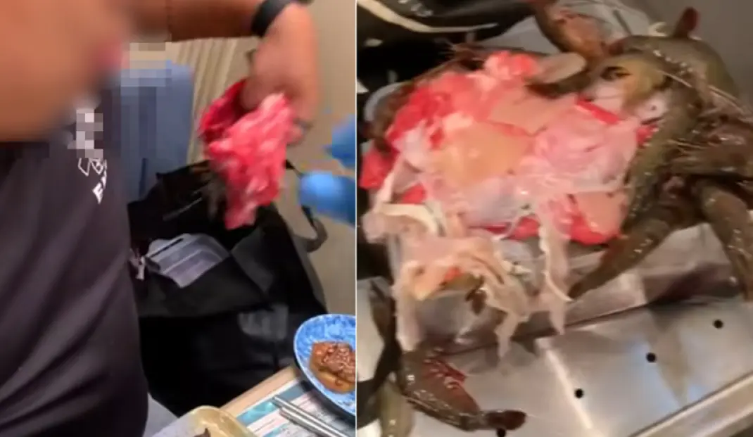 最終，男子與女伴簡短交談後，索性將整個環保袋交予職員，令對方大為震驚，忍不住驚呼：「成袋呀？」。(圖：視頻翻攝)