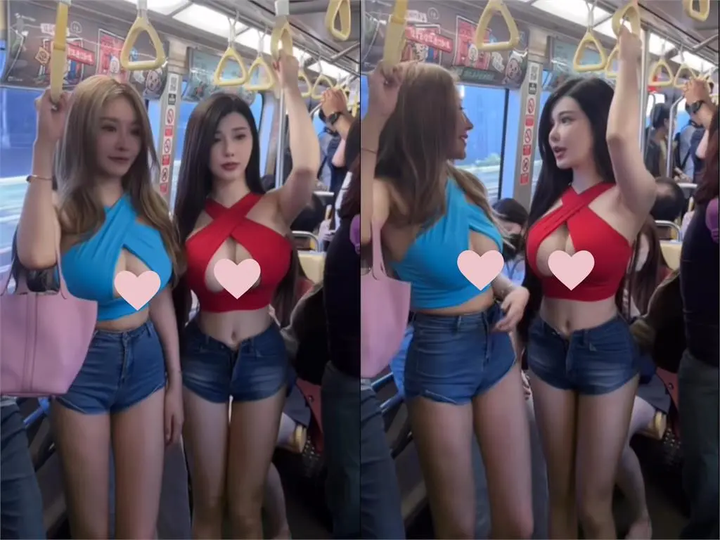 今年 7 月謝侑芯還曾與馬來西亞 DJ 周甄娜在台北捷運合體,兩人穿著挖空設計上衣辣露美胸,當時引發熱議,如今這組照片也成了絕響。(圖:網絡翻攝)