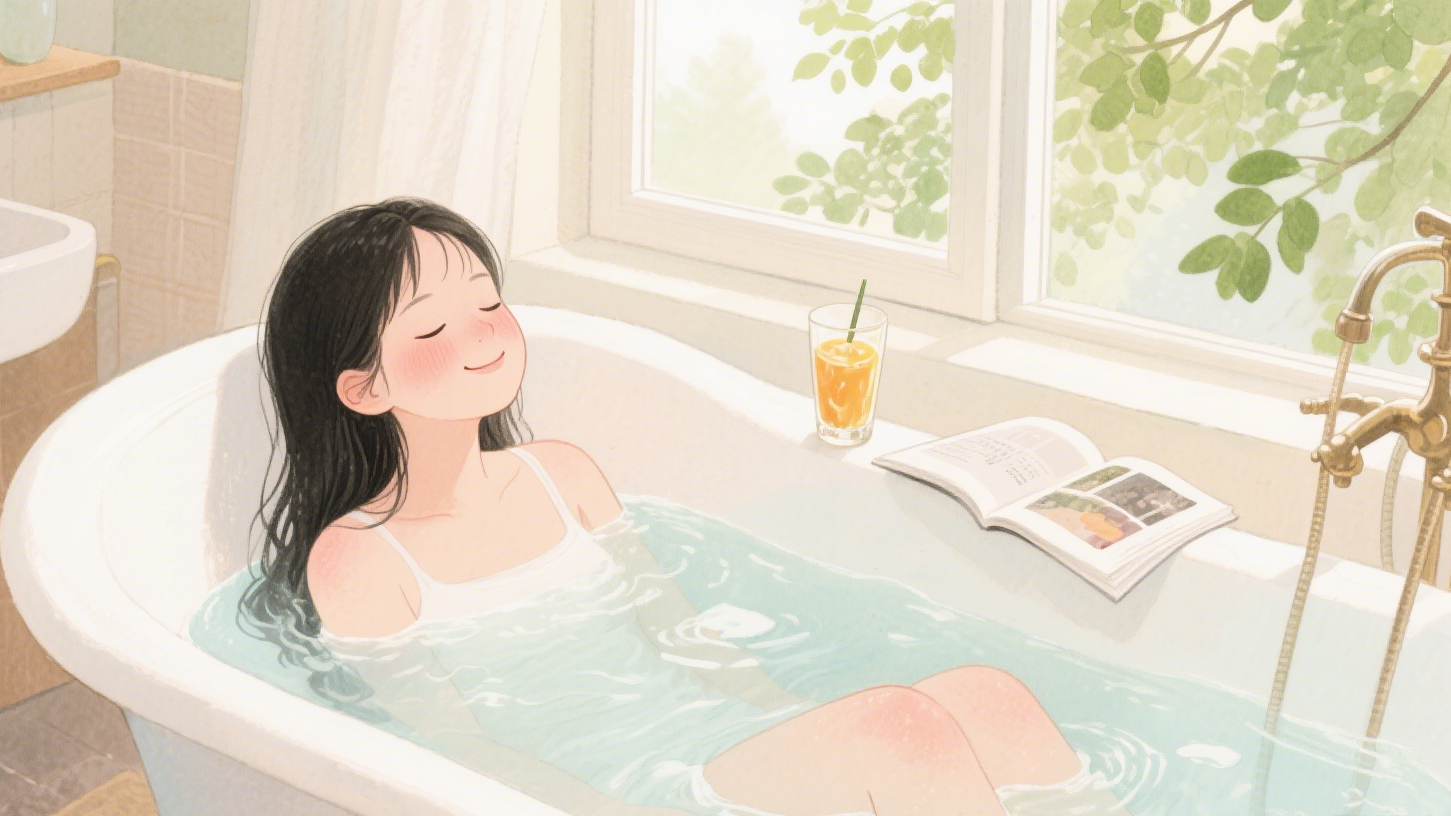 夏天的話，泡半身浴也可以，因為半身浴能幫助散發積聚在頭部和上半身的熱量。（來源：豆包AI）
