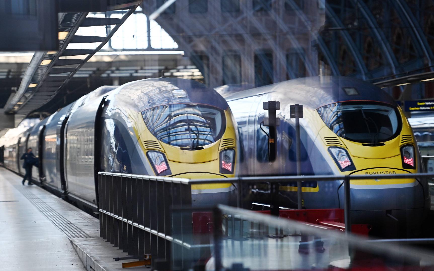 在英國倫敦聖潘克勒斯車站的「歐洲之星」列車。(新華社)