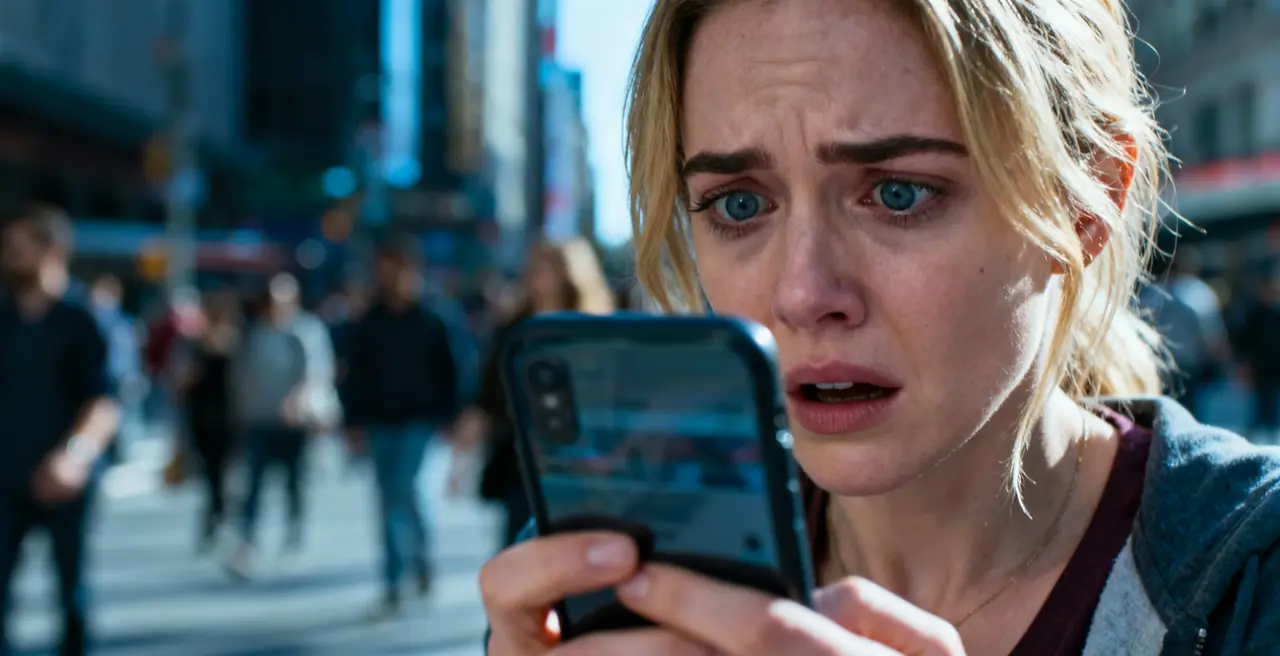 一名 27 歲女子最近總覺得手機不太對勁,明明沒怎麼用,電量卻掉得異常快,這讓她心裡泛起一絲不安。(示意圖來源:豆包AI)