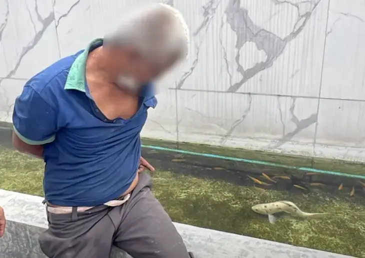泰國曼谷51歲男子蘇契柴潛入民宅性侵錦鯉，遭監控全程拍下落網。男子自曝一見魚就興奮，警方追查發現其曾性侵母狗入獄，還有猥褻玩偶的離譜前科。（來源：Khaosod）
